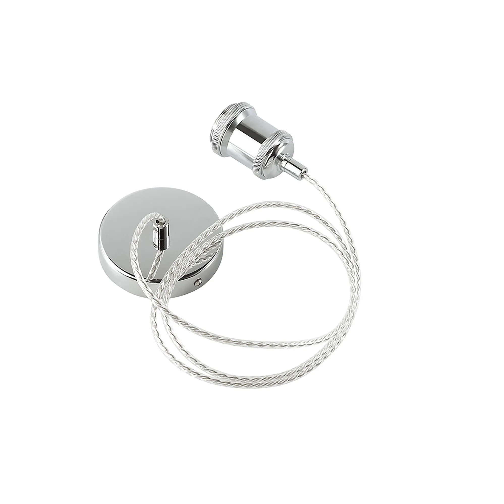 Dreifa 1.5m Single Pendant, 1 x E27, Polished Chrome/Clear Twisted Cable (Maximum Load 1.5kg) D0173  Deco Dreifa Pendant